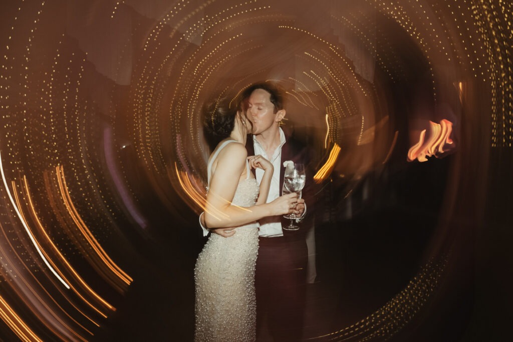 Couple sharing kiss on their dance floor in Cape Town