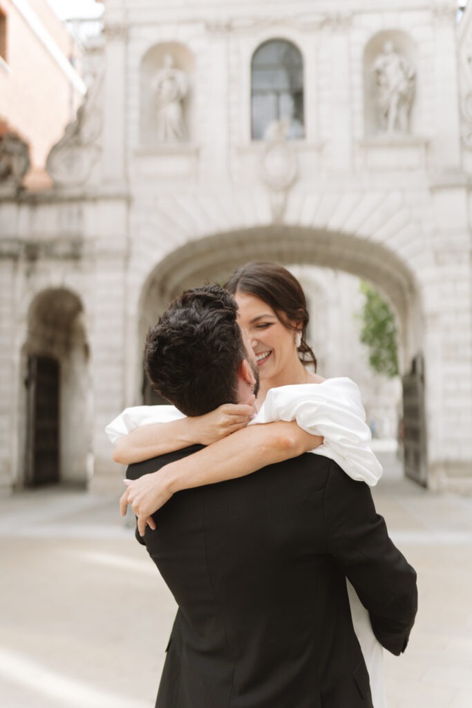 Bride and groom in London