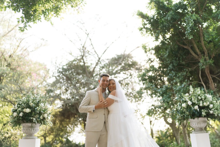 Bride and groom sharing a moment