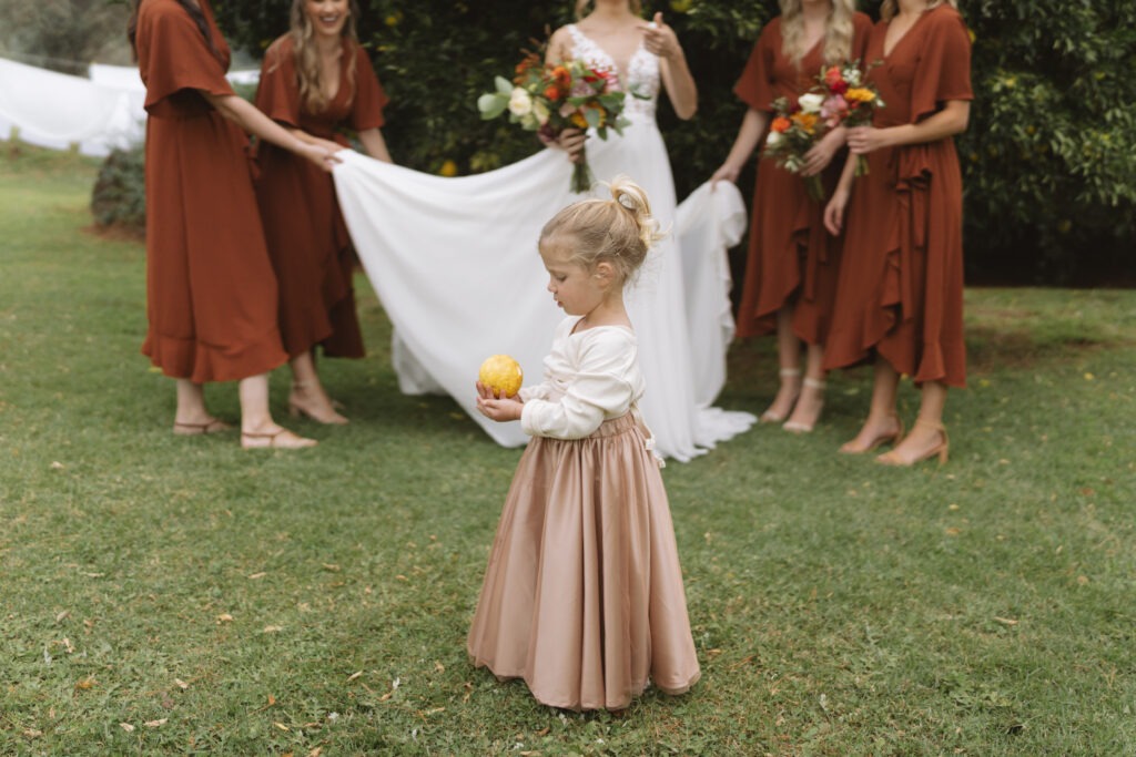 Candid moment of flower girl in Cape Town