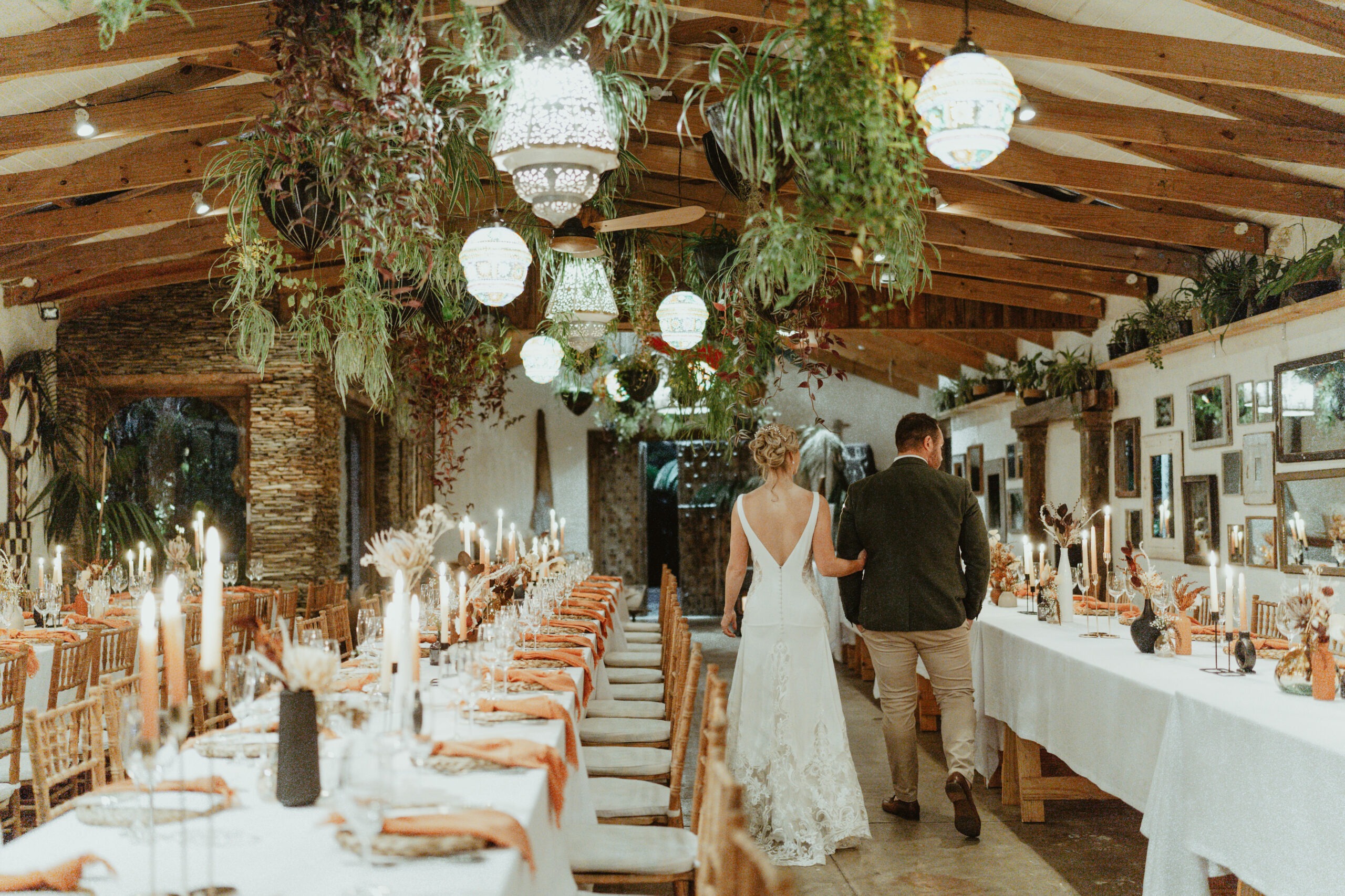 Bridal Couple walking through venue in Plettenberg Bay