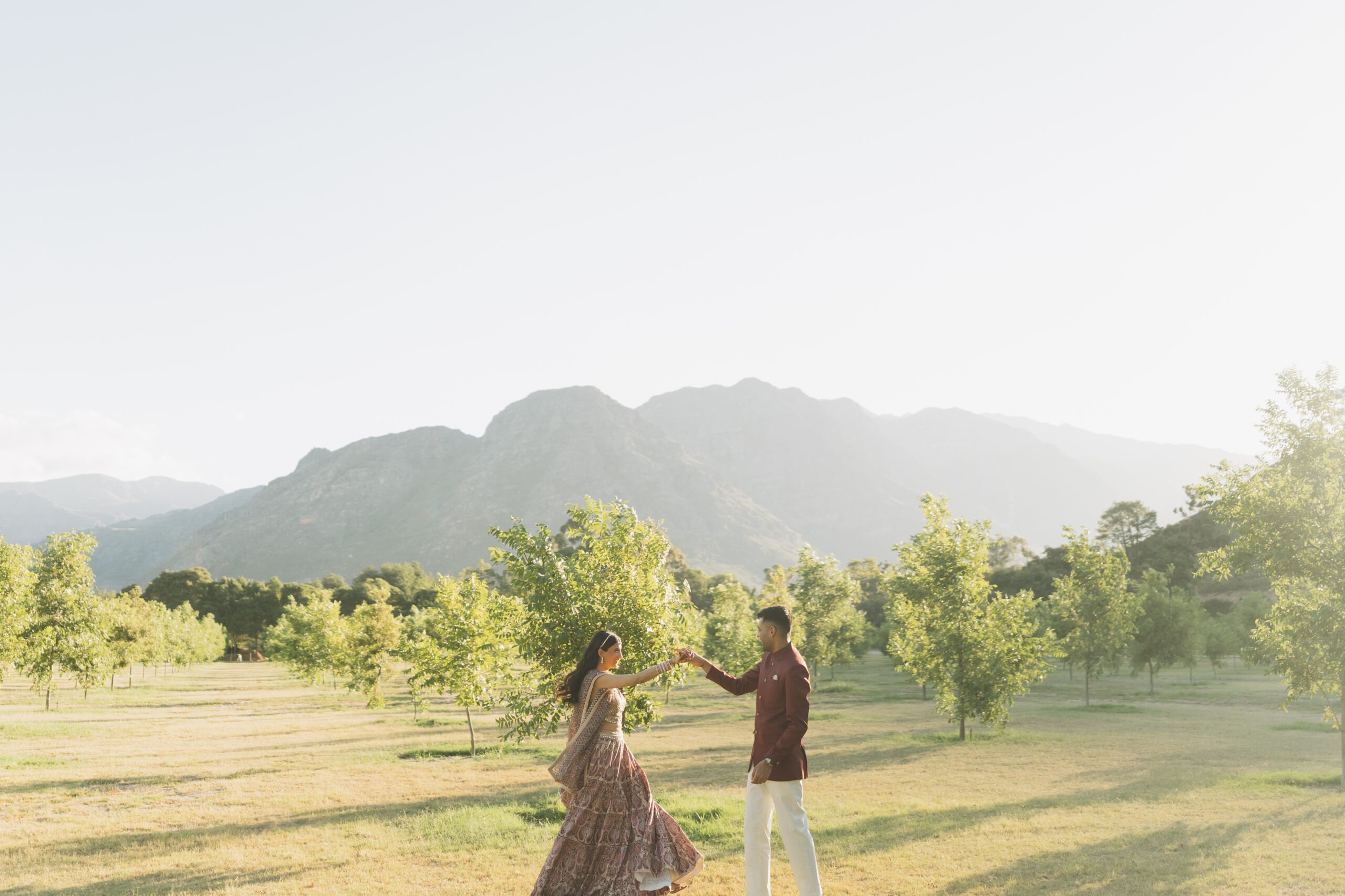 Bridal couple in Franschhoek, Western Cape