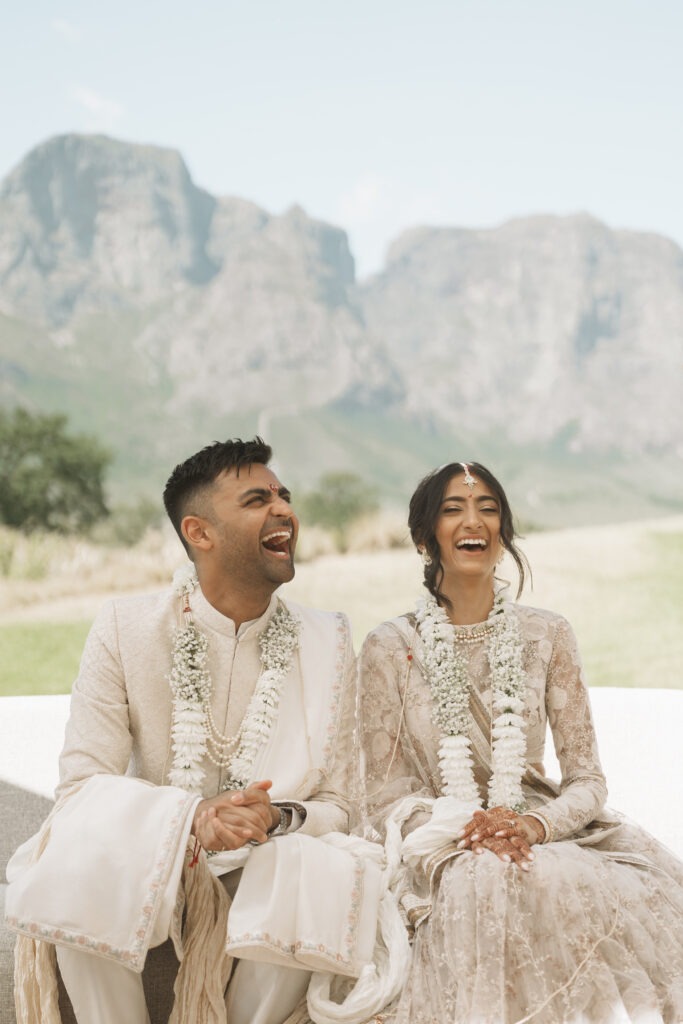 Fun and laughing photography during Indian ceremony in Boschendal, Franschhoek, Cape Town