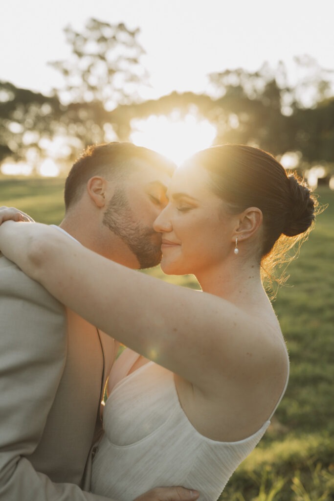 Intimate and emotive wedding photography of couple at sunset in Cape Town