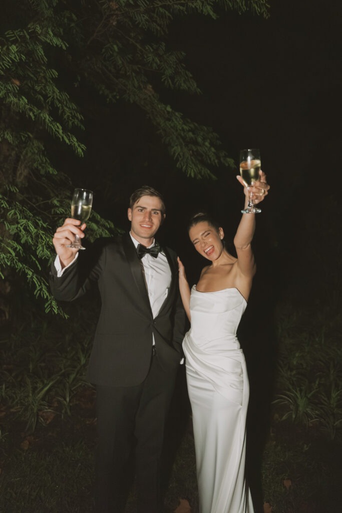 Cape Town bride and groom cheers during candid and editorial photo
