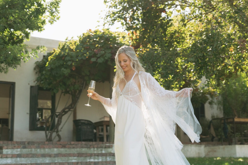 Bride in gown in Cape Town Winelands